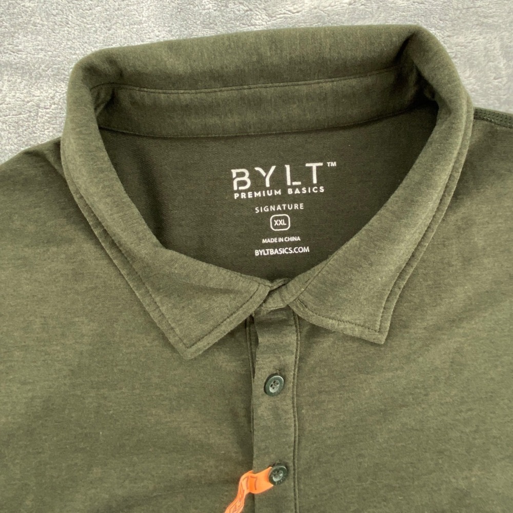 BYLT Premium Basics Signature Long Sleeve Polo Olive Green XXL DC_LS_POLO_FRS